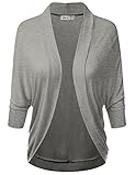 Doublju Soft Knit Dolman Sleeve Loose Fit Open Cardigan (Plus size available) HEATHERGRAY LARGE