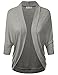 Doublju Womens 3/4 Dolman Sleeve Loose Fit Open Cardigan HEATHERGRAY LARGE