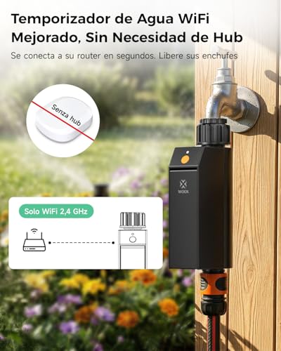 WOOX WiFi Smart Irrigation Programmer, No Hub Required 2.4 GHz Irrigation Timer, App/Voice Control, IP65 Waterproof Automatic Irrigation Control, Rain Delay & Manual