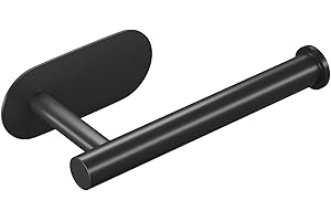CasaCulina Toilet Paper Holder, Rustproof Adhesive Toilet Paper Holder, Stainless Steel Toilet Roll Holder Self Adhesive, No Drilling Toilet Paper Roll Holder Stick on Wall(1Pack, Matte Black)