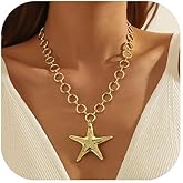 GLMOCM Starfish Necklace for Women Chunky Starfish Necklaces Big starfish Pendant Necklace Beach Necklace for Women Summer Ocean Vacation Jewelry