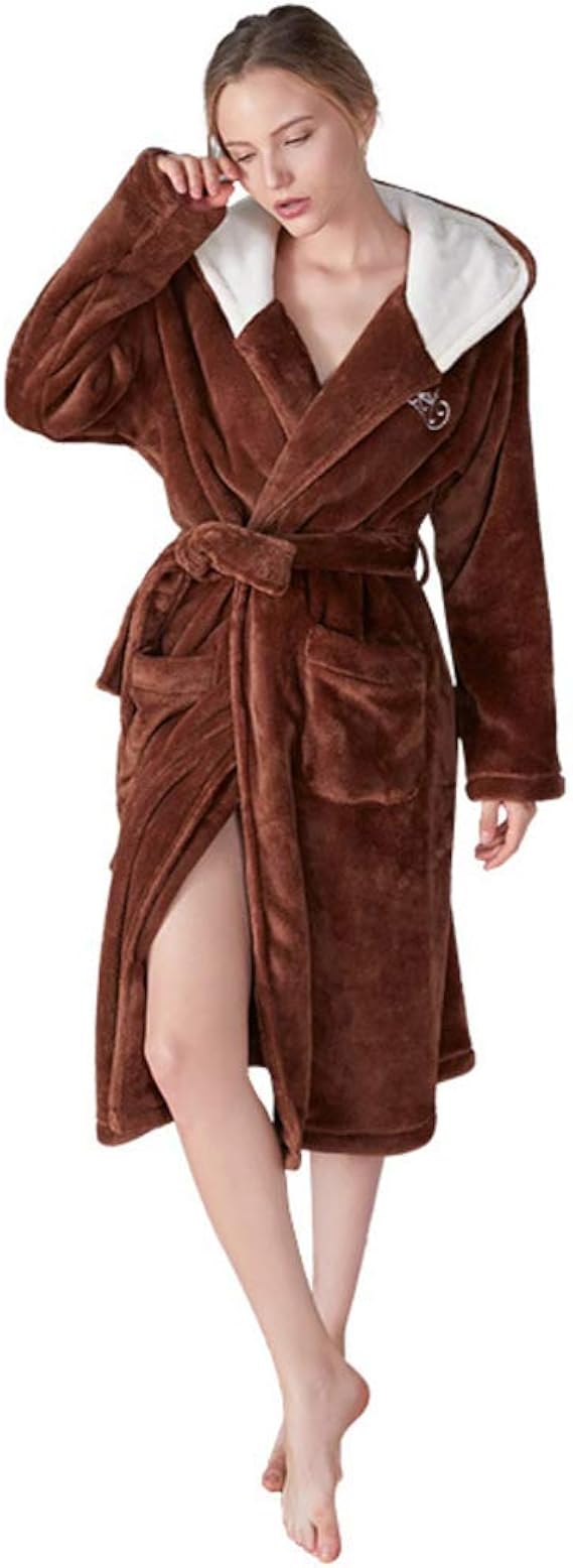 Amazon 柔らかい厚い バスローブ フルサイズ ガウン女性用 軽量居心地の良い バスローブ ラウンジウェア フード付き A Xl バスローブ 通販