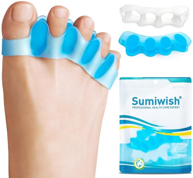 Sumiwish Toe Separators & Spacers 4 Pairs Blue White Gel Toe Correctors