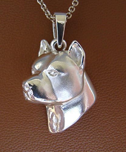 Large Sterling Silver Pit Bull Terrier / Amstaff Head Study Pendant