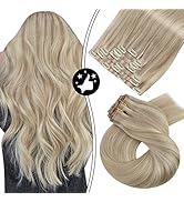 Moresoo Seamless Clip in Hair Extensions Clip in Human Hair Extensions 18 Inch 120g 7pcs Blonde R...
