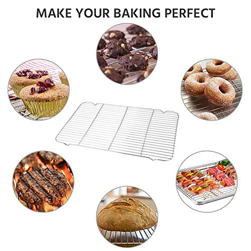 Quarter Sheet Pans [2 Sheets + 2 Racks], Heavy Duty Warp Resistant Stainless Steel Cookie Sheet