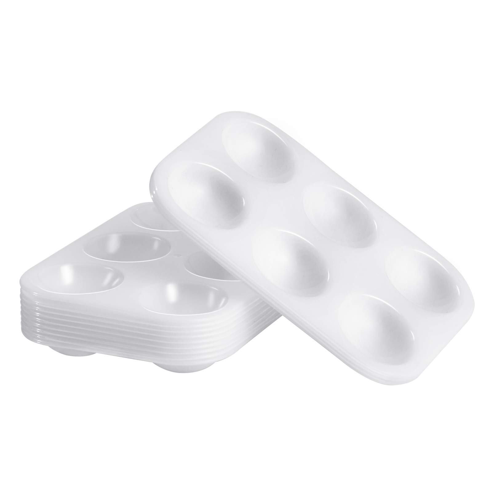 EXCEART Paint Tray Palettes, 12Pcs Plastic, 6 Well Rectangular White