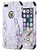 iPhone 7 Plus Case, iPhone 8 Plus Case, KAMII White Marble Stone Pattern Shockproof 2in1 Dual Layer TPU Bumper Hard PC Hybrid Defender Armor Case Cover for Apple iPhone 7 Plus /8 Plus (Black)