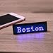 Blue LED Name Badge,SOCW Reuseable Price Tag Rechargeable LED Business Card Screen with 44x11 Pixels USB Programming Digital Sign Temperature Display for Restaurant Shop Exhibition Nightclub Hotel