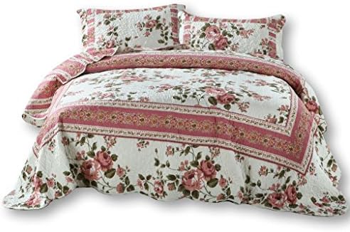 DaDa Bedding VE-KBJ1627-T Bohemian Rose Patchwork Quilted Bedspread Set, Twin, Multicolored