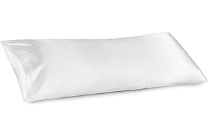 Bedsure Satin Body Pillow Cover 20x54 Inches - Pure White Body Pillowcase for Hair and Skin, Cooling and Silky Long Body Pillow Case Cover,with Envelope Closure for Women