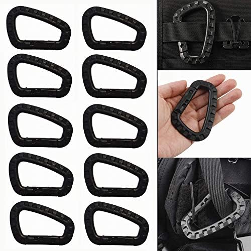 Carabiner Tactical 10Pcs/12Pcs Enforcement Polymer Light Weight D-Ring Locking Hanging Hook Tactical Link Snap Keychain