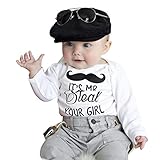 FEITONG Newborn Baby Boy Moustache Print Long Sleeve Romper Bodysuit Vest T-shirt (12 Months)