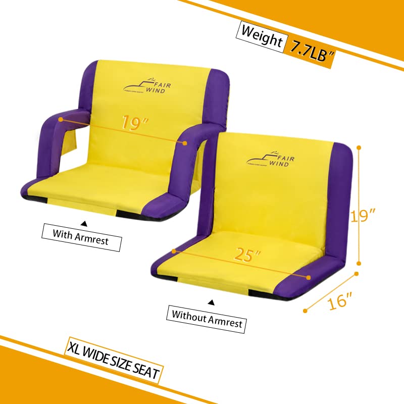 FAIR WIND Stadium Seat with Arm and Back Support Padded Bleacher Seat