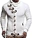 Leif Nelson Men's Knitted Turtleneck Jacket - Winter Cardigan Sweaters for Men White