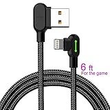Made for the Game Lightning Cable for Apple- 6 ft 1800mm length 2A Current 90 degree USB AM Reversible Cool Working Indicator Designed for Apple Iphone Ipad Charger