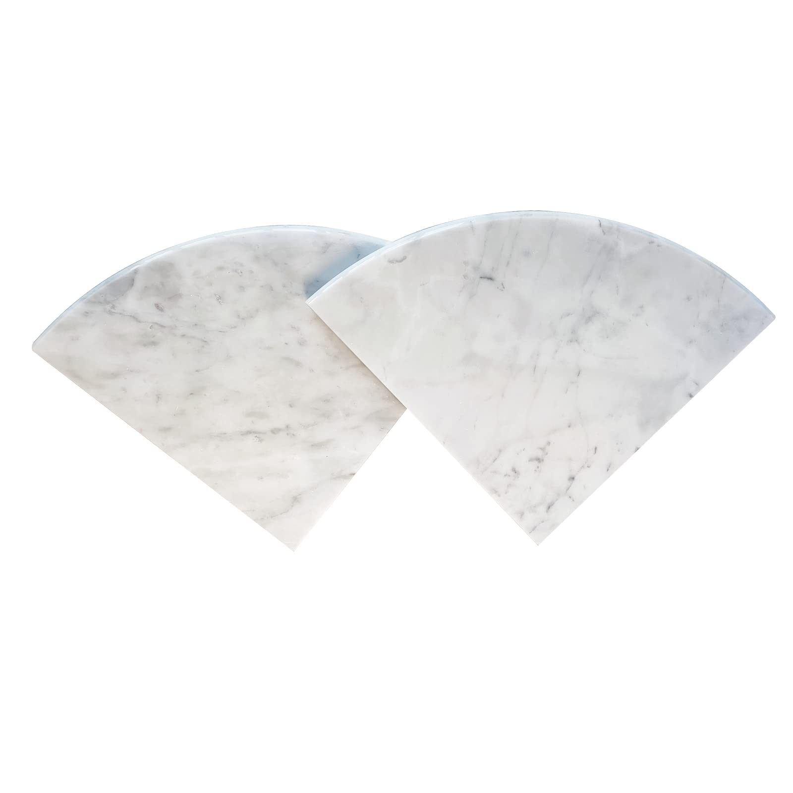 Photo 1 of GEOONA 2 pcs Marble Shower Corner Shelf for Bathroom, 9'' Natural Marble Corner Shelves for Bath Wall Mounted Both Side Polished (2, Carrara White)