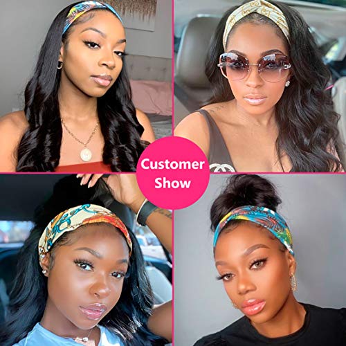 Headband Wigs Human Hair Body Wave 16 Inch Wet and Wavy wigs Human Hair Headband Wig Brazilian Virgin hair Human Hair Wig Natural Color