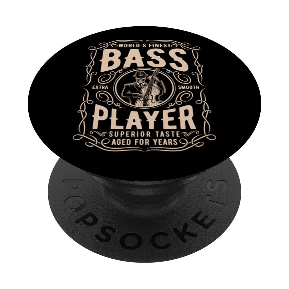 Upright Bass Logo, Worlds Finest Double Bass Fiddle Player PopSockets Swappable PopGrip