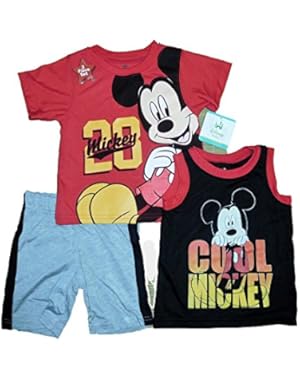 Mickey Mouse Infant Boys 3 Piece Tank/Shirt Short Set