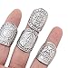 Misscat Bohemian Vintage Punk Ethnic Silver Rings for Women Joint Knuckle Ring Set 4pcs