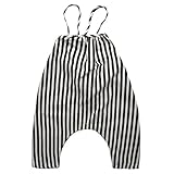 Baby Girls Camisole Black and White Vertical Striped Harem Pants Romper Onesie (1-2years)