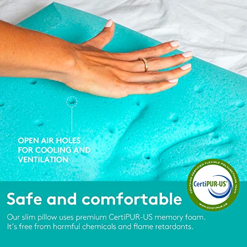 BLISSBURY King Stomach Sleeping Pillow Thin 2.6Inch Memory Foam