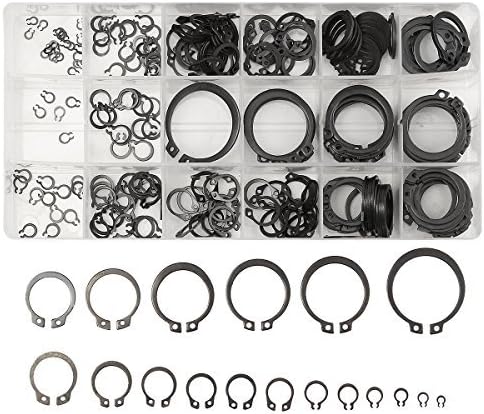 Baban 300 Pcs C-Clips Snap Ring Shop Assortment Black Washer Hardware Circlip Retaining Ring Set For Industrial Fasteners 18 Sizes by Moworve