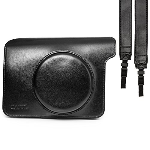 CAIUL Compatible Comprehensive Protection Instant Film Camera Case Bag With Soft PU Leather Material for Fujifilm Instax Wide 300 Camera [Ever Ready Design] (Black)