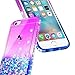 iPhone 6S Case, iPhone 6 Case with Tempered Glass Screen Protector for Girls Women Kids, NageBee Glitter Liquid Waterfall Floating Diamond Durable Moving Quicksand Clear Cute Phone Case -Purple/Blue