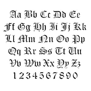 amazoncom old english lettering alphabet stencils 3 inch 75 mil