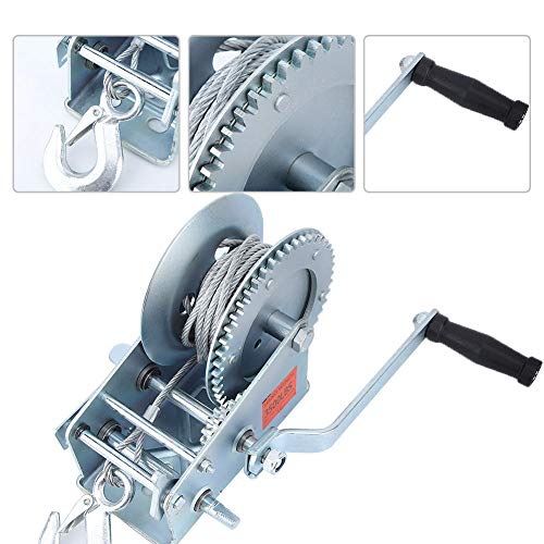 Hand Manual Winches 3500LBs Heavy Duty Hand Crank Strap Gear Winch with 10m Steel Strap for ATV Jet Ski Trailer Boat - Image 3