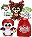 TY Beanie Boos Gale (Penguin) & Fudge (Reindeer) Holiday Christmas 2019 Gift Set Bundle with Bonus Matty's Toy Stop Storage Bag - 2 Pack