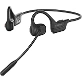 LOBKIN Open Ear Headphones with Mic, Bluetooth Headset with Noise Cancelling Microphone and Multipoint Connect, Wireless Bluetooth 5.4 Headset for Work Call Meeting Driving(Black)