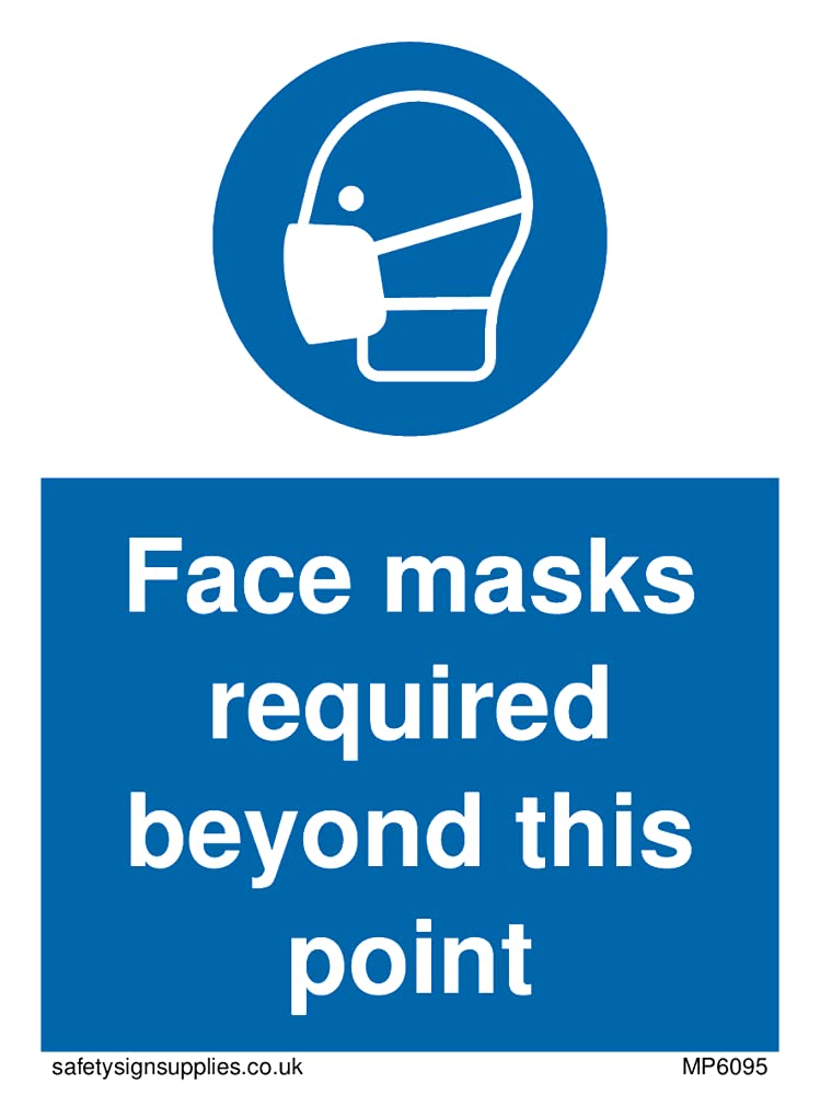 Pack of five - Face masks required beyond this point Sign - 75x100mm - A7P