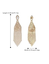 BriLove - Pendientes colgantes para mujer con borla de cristal de circonita cúbica