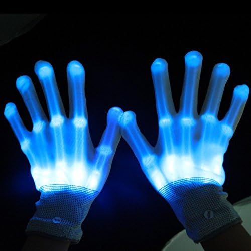 Pretid Led Gloves Light up Rave Skeleton Gloves Toys for Halloween Pary, Novelty Christmas Gift (blue)