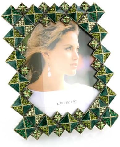 Gold-Tone Green and Light Green Square Picture Frame