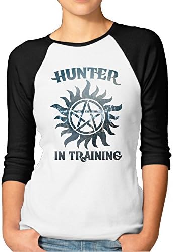 LOYRA Women's 3/4 Sleeve Supernatural Hunter In Training Football T-Shirt Black L