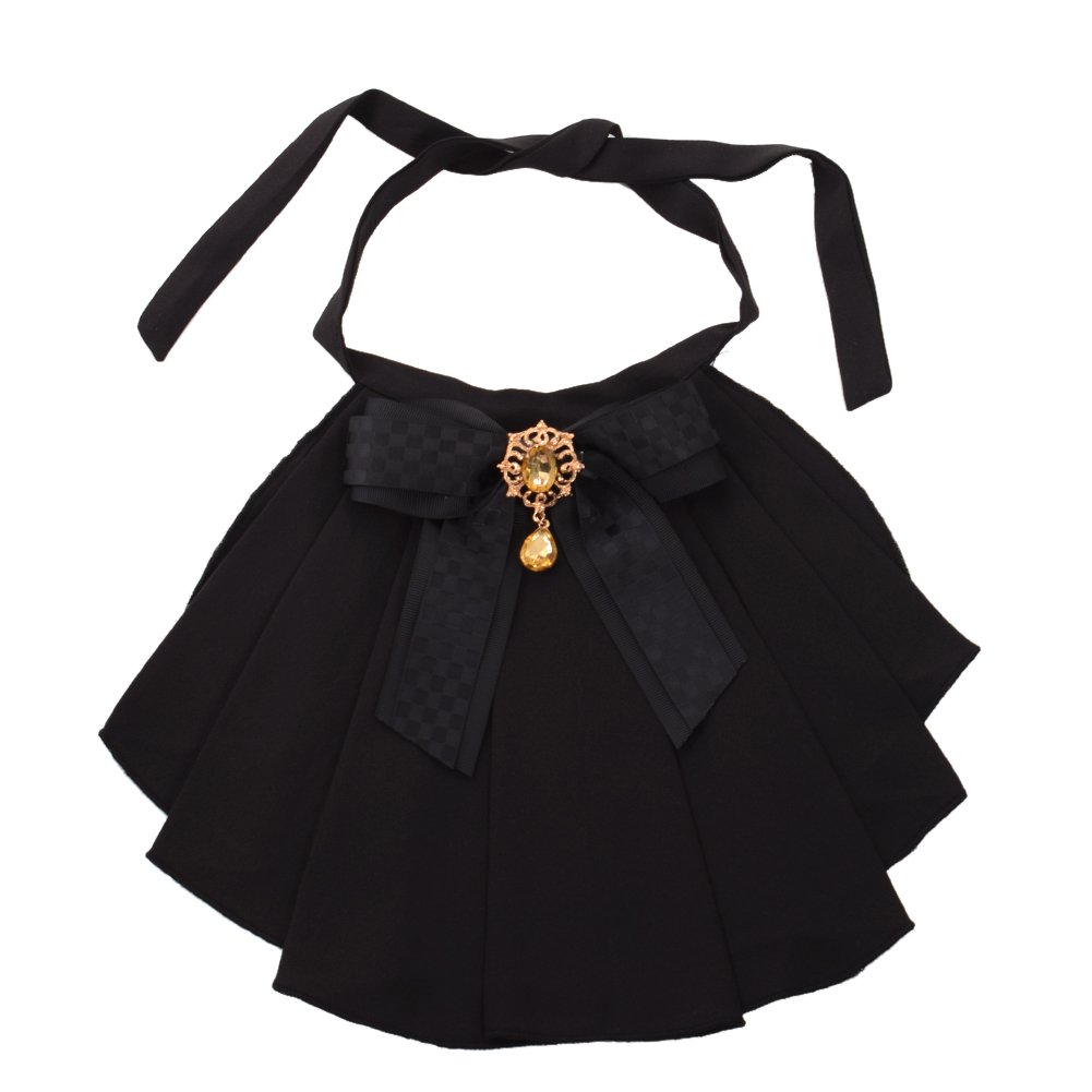BLESSUME Women Victorian Chiffon Jabot Neck Collar (Black)