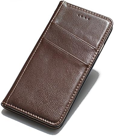 iPhone 7 Case @Dnice Luxury Genuine Leather Phone Caces [ Outer Card Slot] [Flip Book] [Stand] For Apple iPhone 7 [4.7 inch]Leather Cases (Brown)