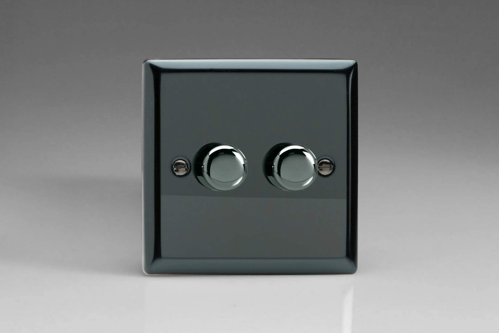 Varilight 2-Gang 2-Way V-Pro Push On/Off Rotary LED Dimmer 2 x 0-120W Iridium