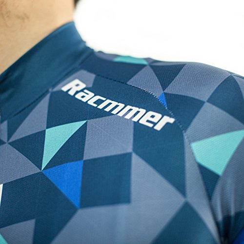 Racmmer Men's Short Sleeve Cycling Jersey Bike Biking Shirt Breathable Quick Dry Blue - Thumbnail 5