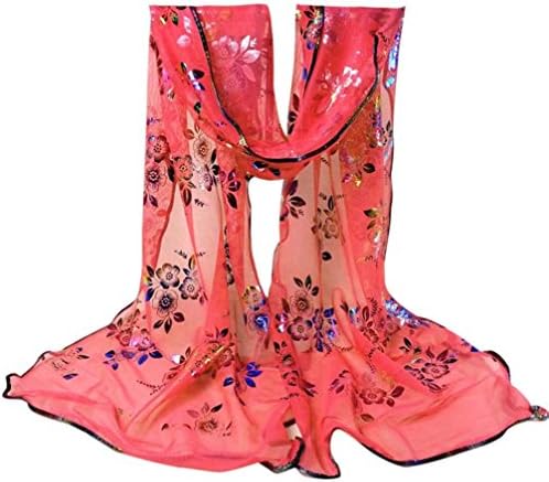 Datework Women's 170 x 43cm Silk Veil Wrap, Unique Gifts Vintage Curtain Colorful Lace Flower Scarfs