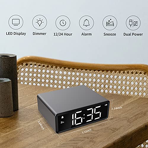 NOKLEAD Digital Alarm Clock 4 Brightness LED Display,Snooze 12/24H