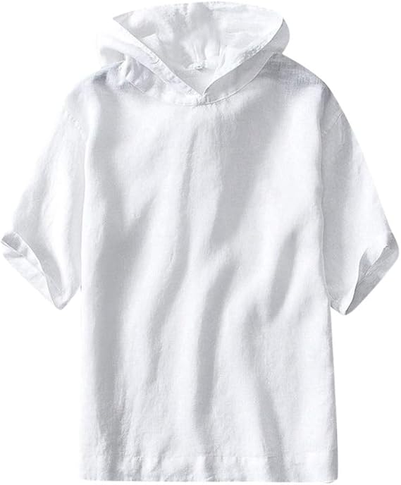 Amazon Eldori Tシャツ ファッション メンズ 七分袖 ゆったり 夏 パーカー 無地 軽い 柔らかい シルエット スポーツ かっこいい おしゃれ ファッション 人気 快適 薄手 ホワイト トレーナー パーカー 通販