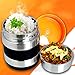 Vacuum Insulated Lunch Box Stainless Steel Food Jar 2 Tiers Food Container Food Carriers Thermal Lunch Container Food Storage Box 1.4L Holding Time 6hr 7x5’’(Random Black or Orange Color)