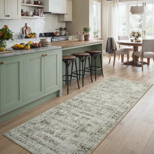 Morebes Washable Hallway Runner Rug 8ft Brown
