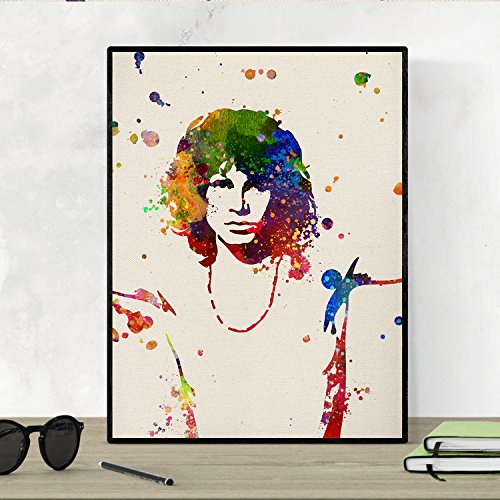 Nacnic Print for framing Jim Morrison decorative wall sheets. Watercolor style sheets. Gift The Doors