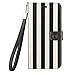 iPhone 6S Plus/6 Plus Wallet Case For Women 5.5" Inch,Designer Black and White Quality PU Leather Stylish Smart Wallet Kickstand Wrist Strap Guarantee